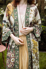 ‘Love Grows Wild’ Floral Bamboo Robe/Duster Kimono with Bees