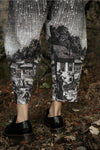 ‘Stargazer’ Boho Linen Falling Star Print Cropped Artist Pants - Black