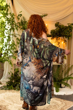 ‘Theatre of Dreams’ Long Duster Bamboo Kimono Robe with Deer