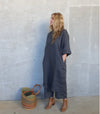 Montaigne ‘Gaella’ Italian Linen Shift Dress With Turned Sleeves And Side Pockets - Various Colours