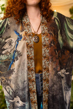 ‘Theatre of Dreams’ Long Duster Bamboo Kimono Robe with Deer