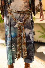 ‘Theatre of Dreams’ Long Duster Bamboo Kimono Robe with Deer