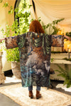 ‘Theatre of Dreams’ Long Duster Bamboo Kimono Robe with Deer