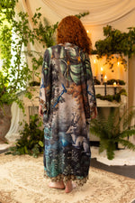 ‘Theatre of Dreams’ Long Duster Bamboo Kimono Robe with Deer