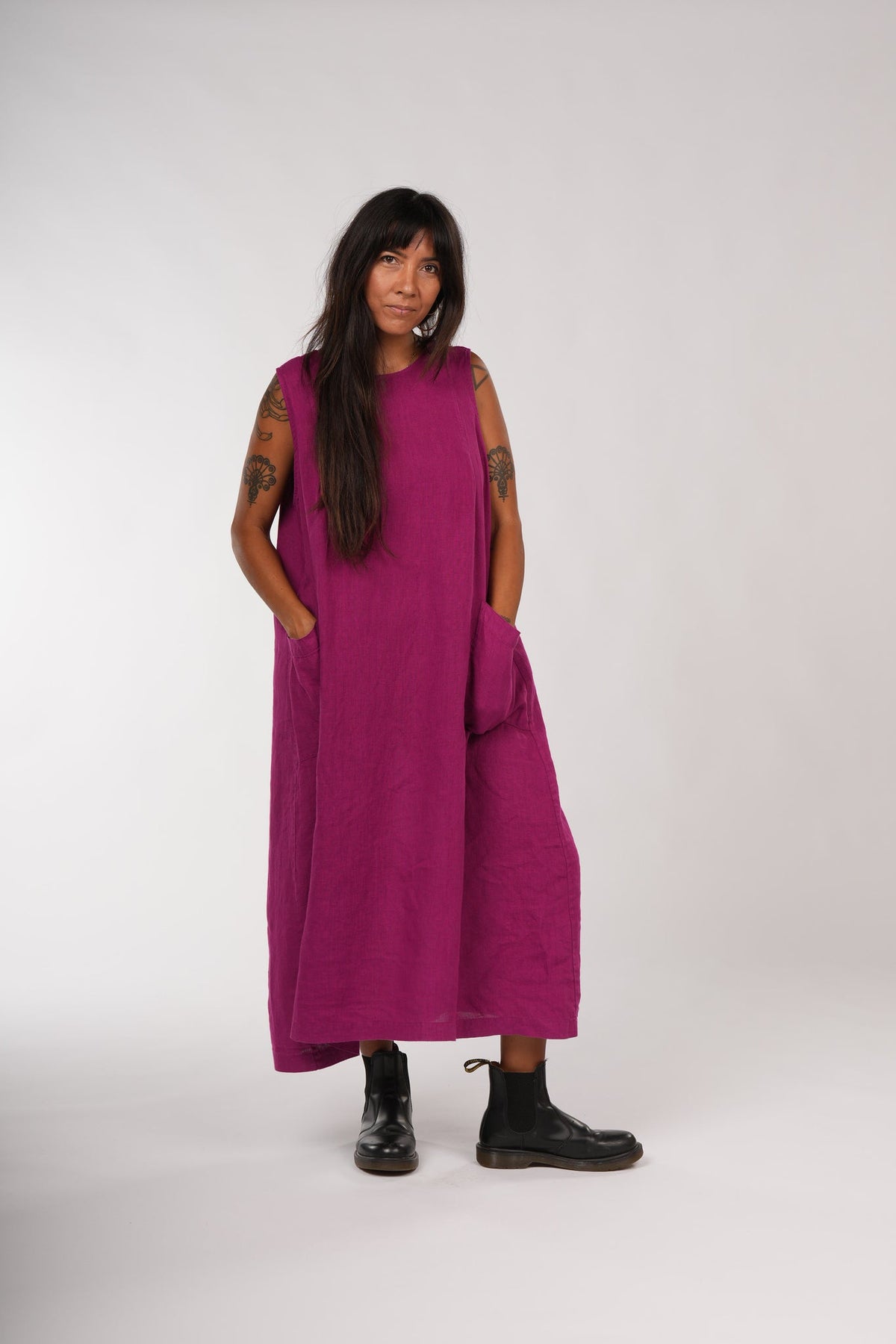 Montaigne ‘Remy’ Italian Linen Dress With Deep Front Pockets - Various Colours