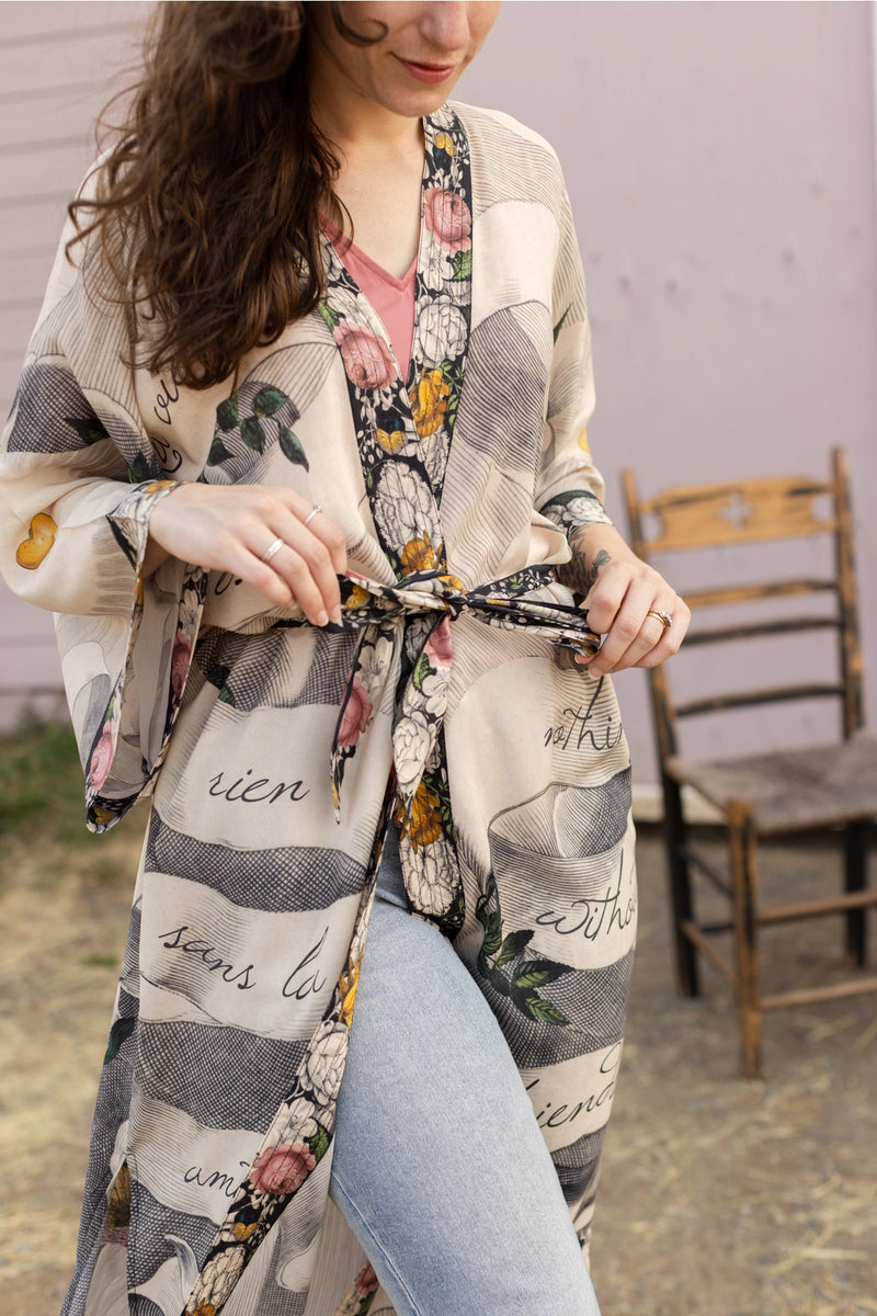 ‘Take My Hand’ Bamboo Boho Kimono Duster Robe