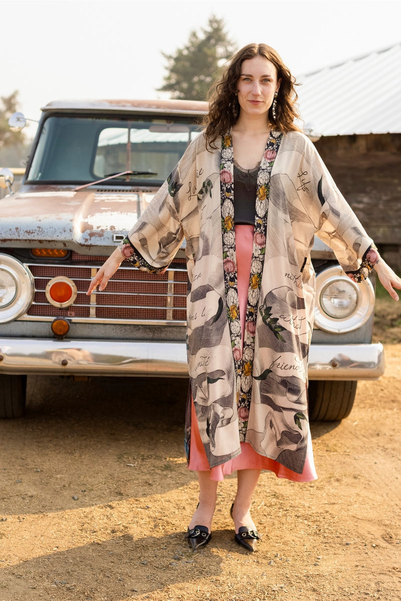 ‘Take My Hand’ Bamboo Boho Kimono Duster Robe