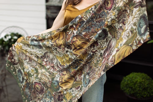 ‘Love Grows Wild’ Floral Bamboo Scarf with Bees