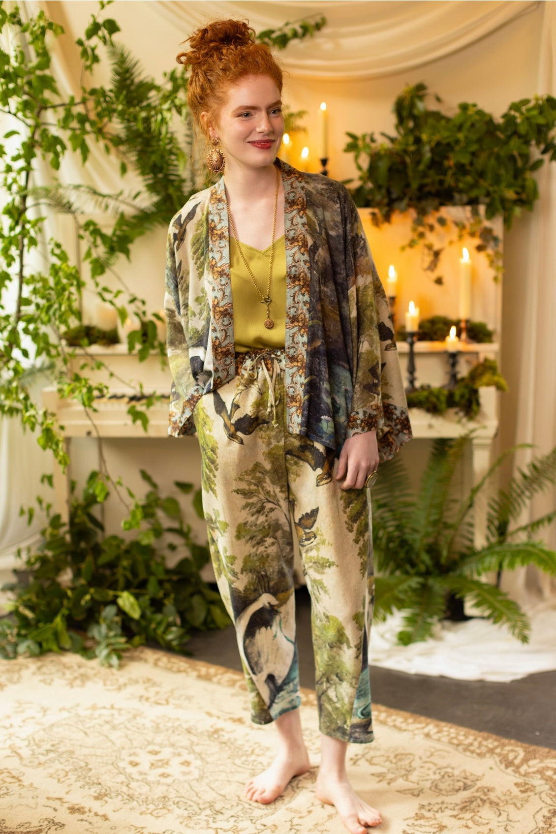 MarketOf Stars - Theatre of Dreams - Boho Linen / Bamboo Cropped Artist Pants - Swan