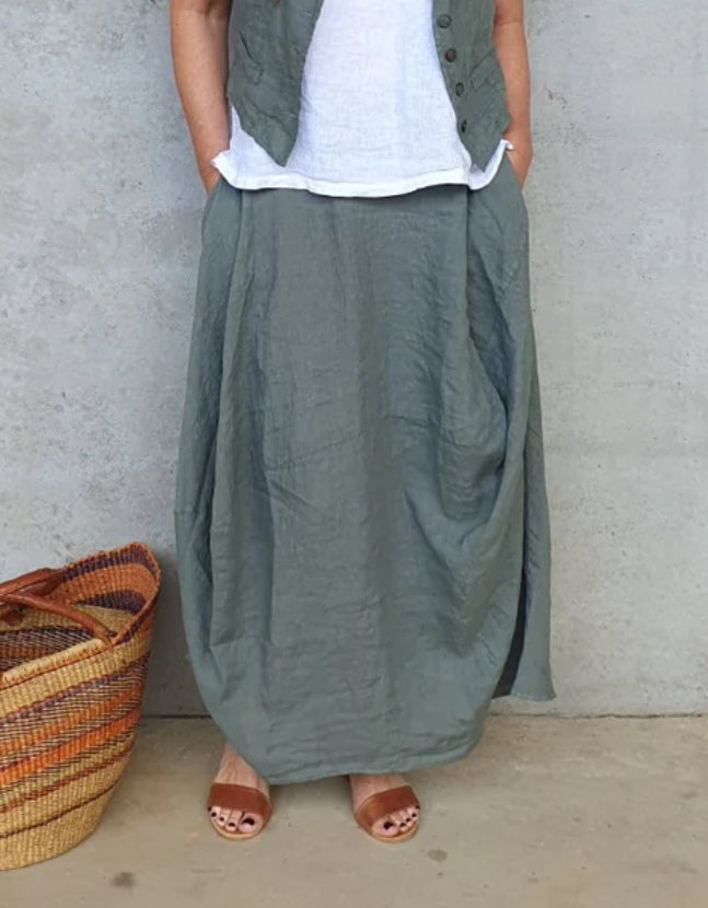 Montaigne ‘Astrid‘ Italian Linen Asymmetrical Maxi Skirt - Various Colours