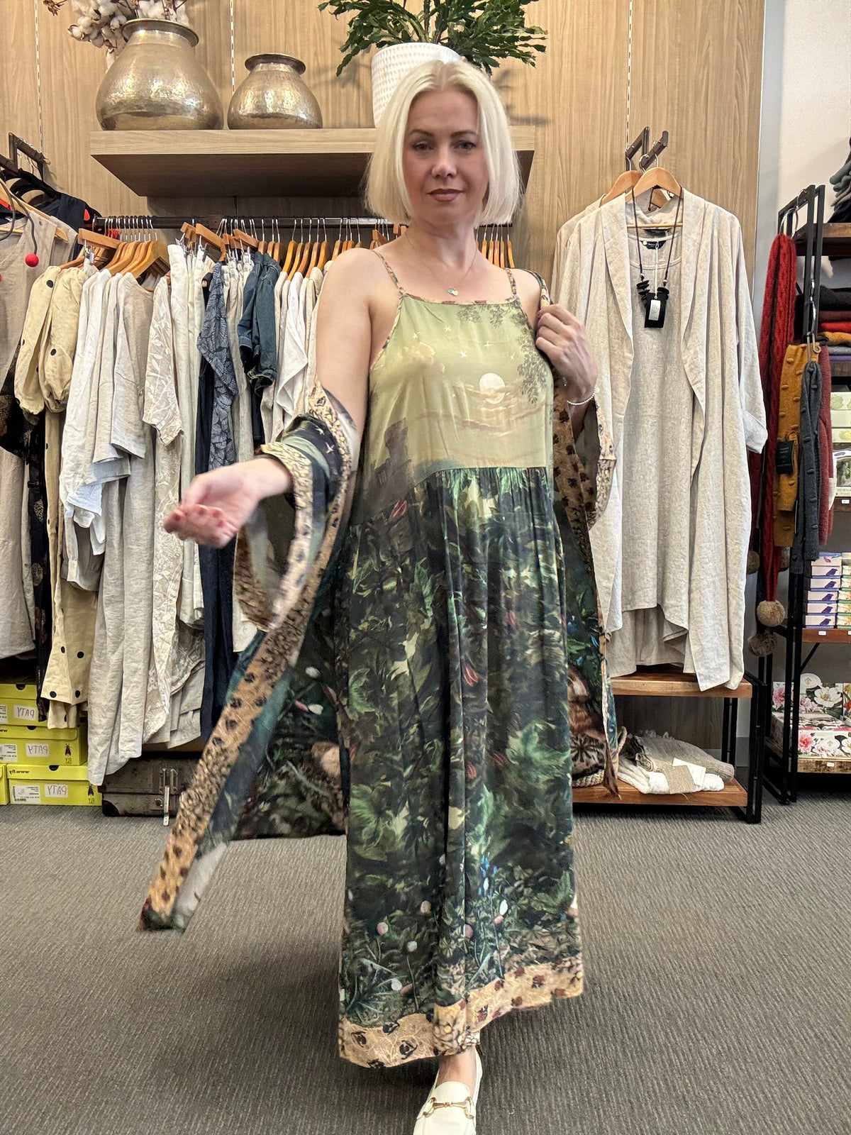 Bella Notte Bohéme Bamboo Slip Dress with Moon and Rabbit