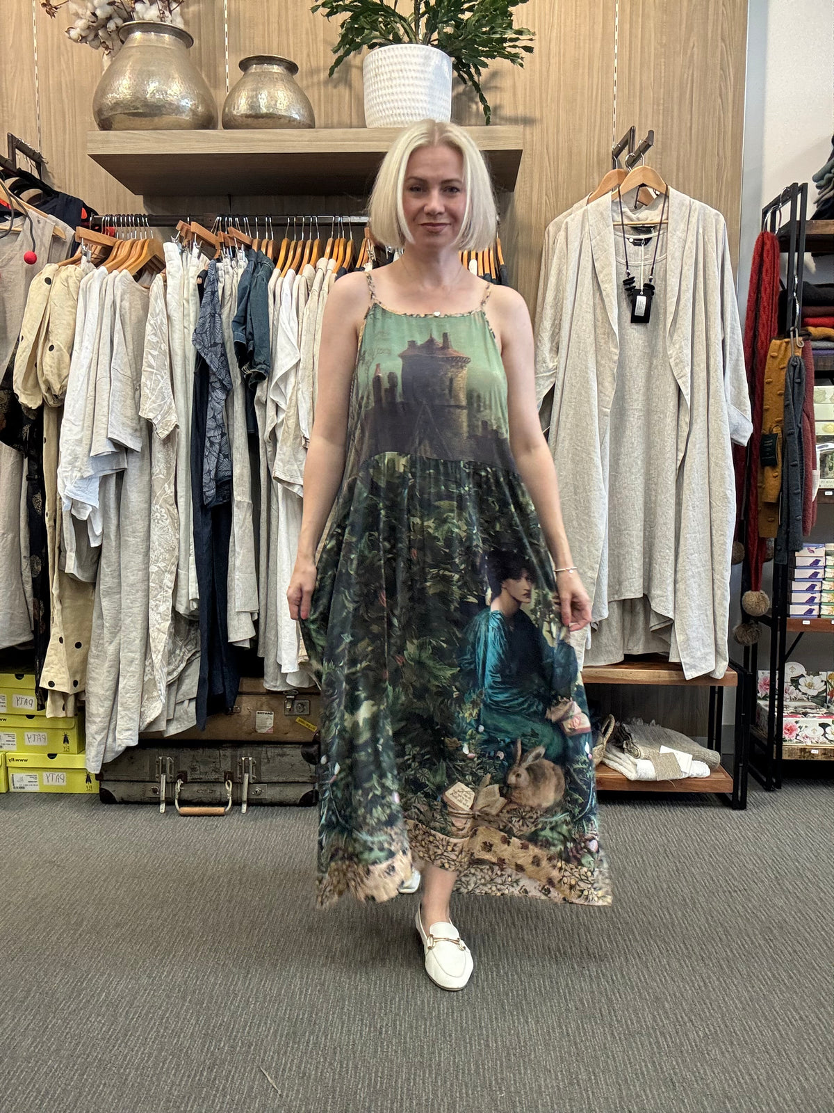 Bella Notte Bohéme Bamboo Slip Dress with Moon and Rabbit