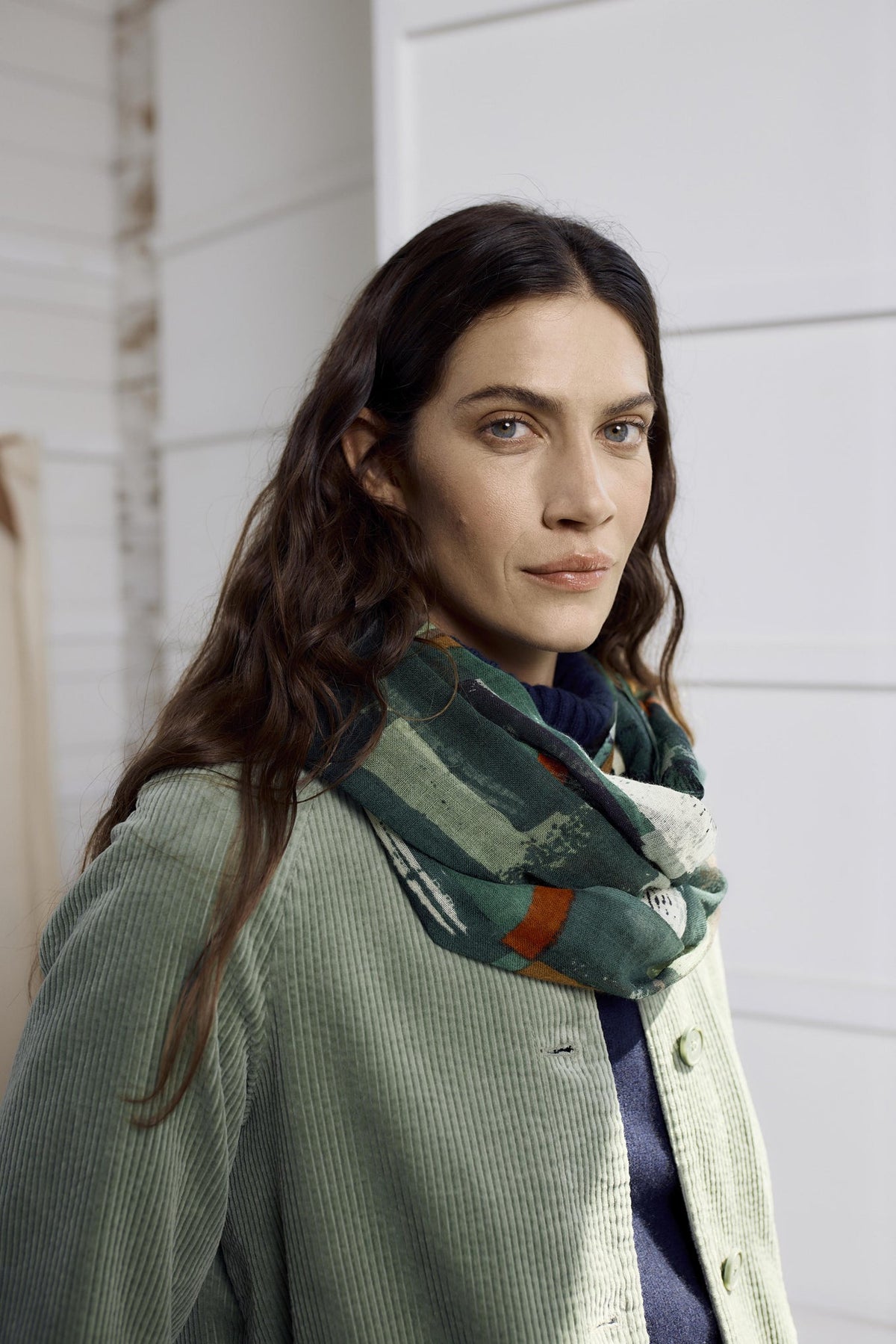 Seasalt Cornwall  -  Pretty Printed Scarf - Aerial Field Coppice