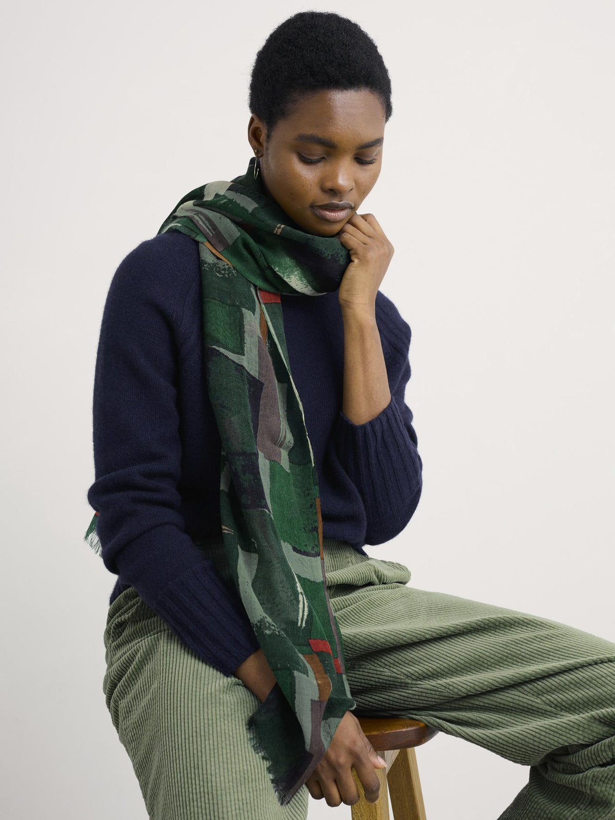 Seasalt Cornwall  -  Pretty Printed Scarf - Aerial Field Coppice