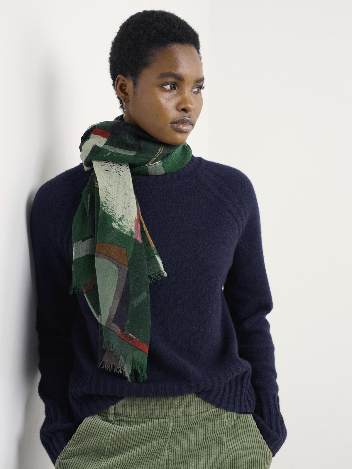 Seasalt Cornwall  -  Pretty Printed Scarf - Aerial Field Coppice