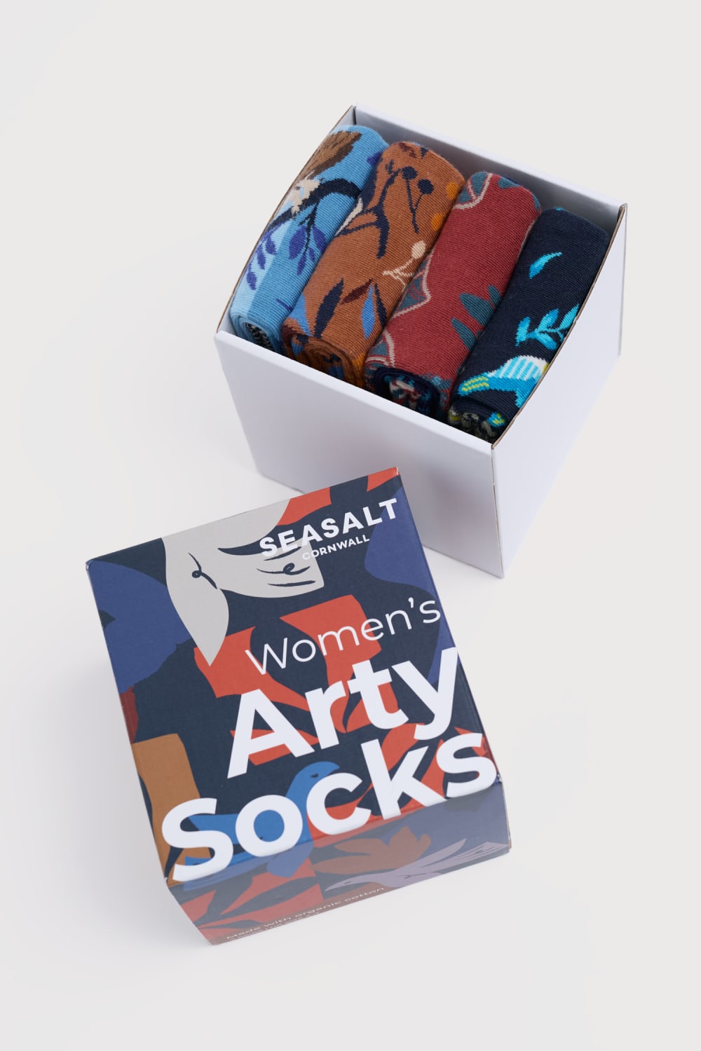 Seasalt Cornwall - Gift Box of 4 Women s Arty Socks Birds - Resting Bird Mix