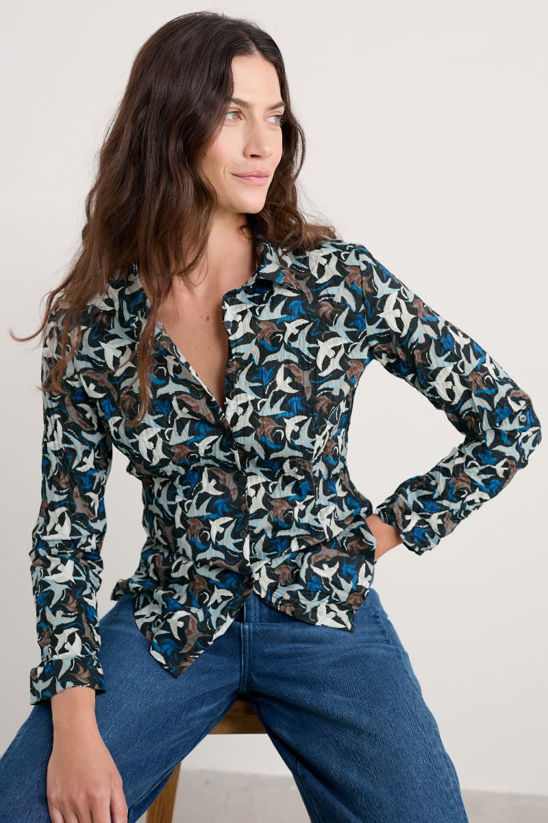 Seasalt Cornwall - Larissa Shirt - Swooping Birds Onyx