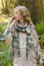 ‘Earth and Sky’ Pixie Cropped Duster Bamboo Kimono w/ Trees