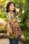 ‘Secret Garden’ Pixie Cropped Duster Bamboo Kimono w/ Swan