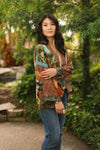 ‘Secret Garden’ Pixie Cropped Duster Bamboo Kimono w/ Swan