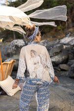 ‘Head in the Clouds’ Pixie Cropped Bamboo Kimono Cardigan w/ Stars