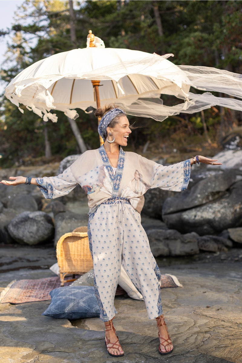 ‘Head in the Clouds’ Pixie Cropped Bamboo Kimono Cardigan w/ Stars