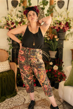 ‘Courage Dear Heart’ Linen Bamboo Cropped Boho Artist Pant w/ Sacred Heart