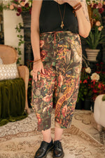 ‘Courage Dear Heart’ Linen Bamboo Cropped Boho Artist Pant w/ Sacred Heart