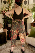 ‘Courage Dear Heart’ Linen Bamboo Cropped Boho Artist Pant w/ Sacred Heart