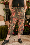 ‘Courage Dear Heart’ Linen Bamboo Cropped Boho Artist Pant w/ Sacred Heart