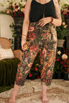 ‘Courage Dear Heart’ Linen Bamboo Cropped Boho Artist Pant w/ Sacred Heart