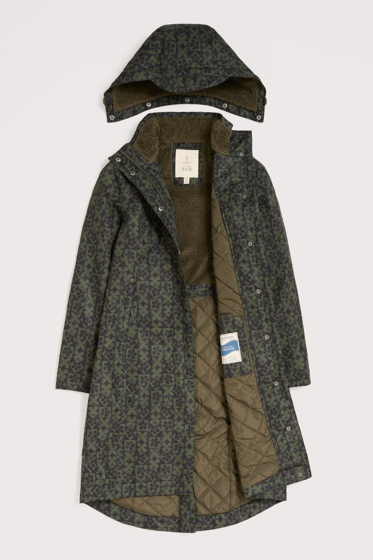 Seasalt Cornwall - Janelle Waterproof Raincoat Jacket Coat - Clay Stamp Highland