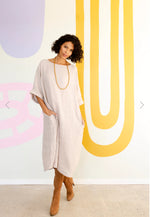 Montaigne ‘Gaella’ Italian Linen Shift Dress With Turned Sleeves And Side Pockets - Various Colours