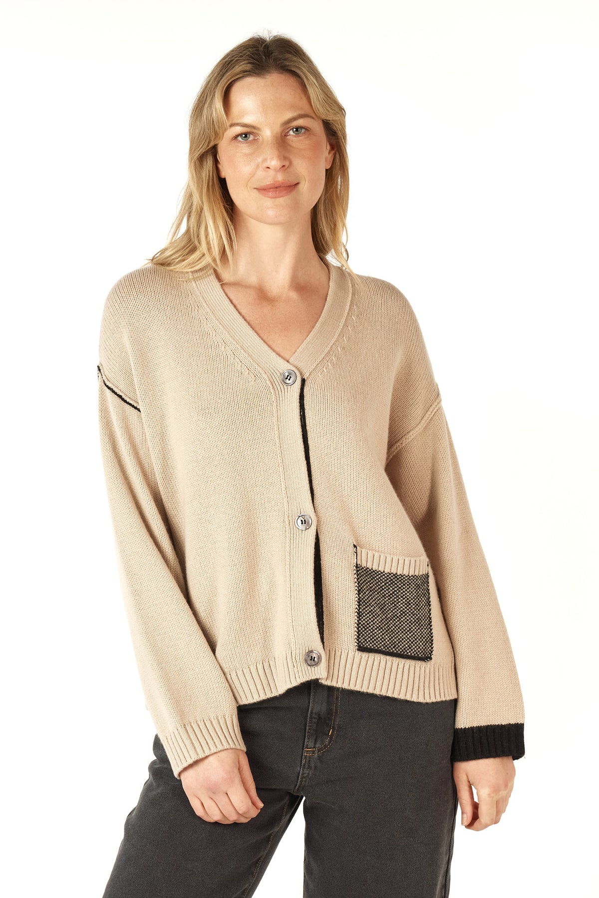 Z&P BirdseyePocket Cardi - Barley - LAST - Size XL