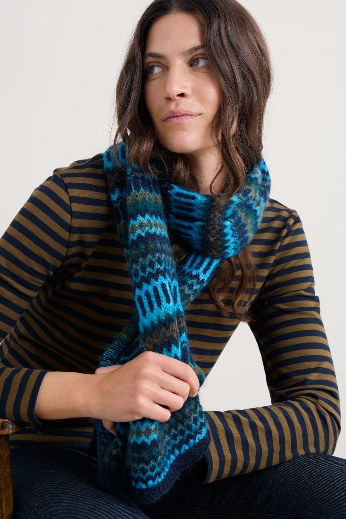 Seasalt Cornwall - Minimalist Scarf - Modernist Cyan Multi