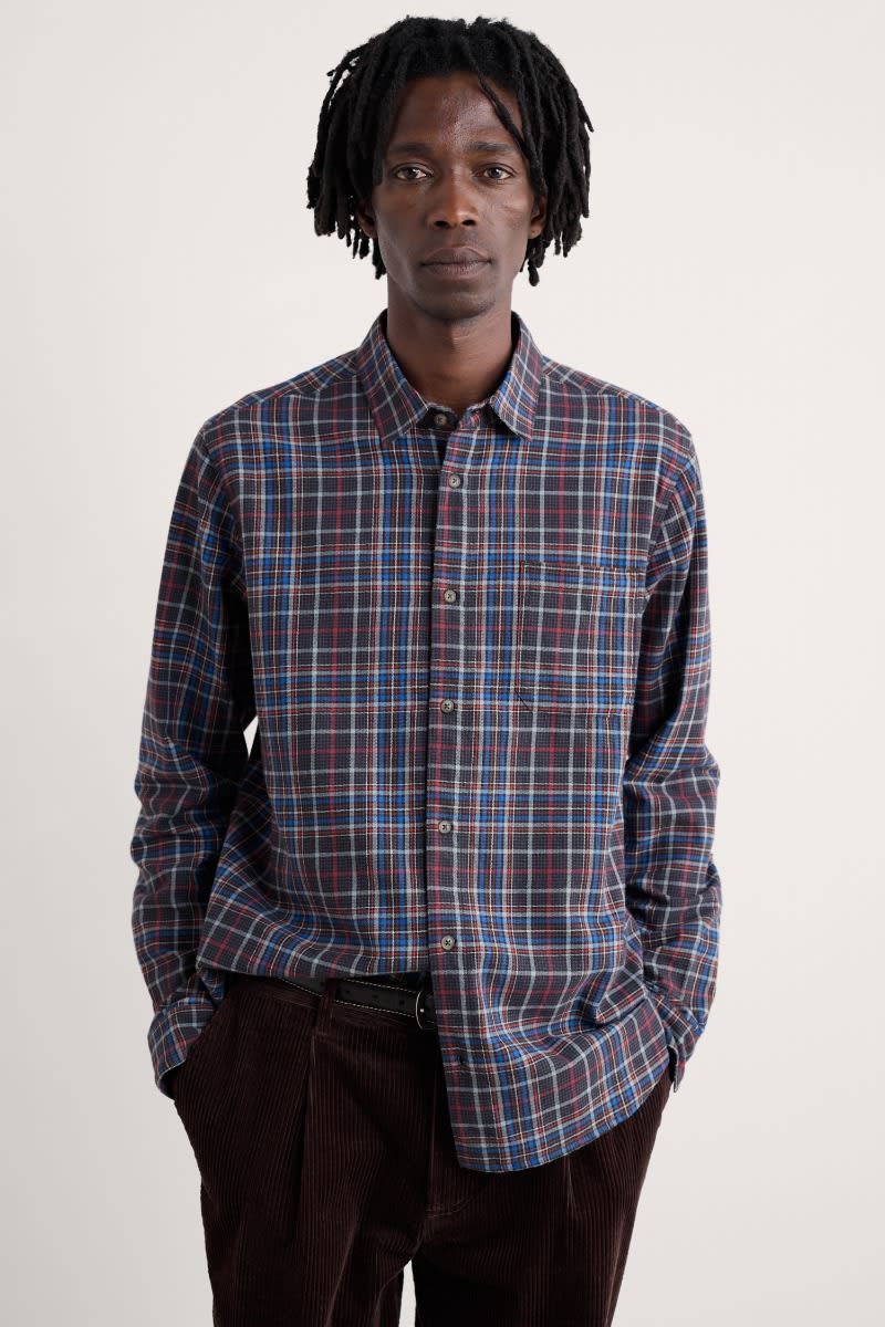 Seasalt Cornwall - Men's Fathomer Checked Shirt - Blue Buoy Onyx