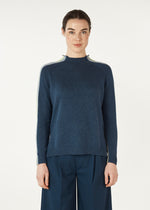 Z&P Contrast Funnel Neck Jumper - Denim