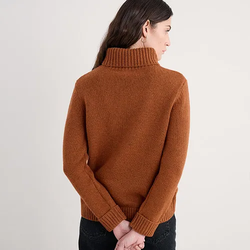 Seasalt Cornwall - Braque Lambswool Blend Roll Neck Jumper - Rusted