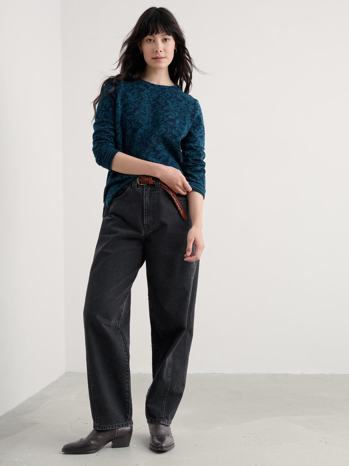 Seasalt Cornwall  - Gwennol Top - Drawn Seabed Dark Eden