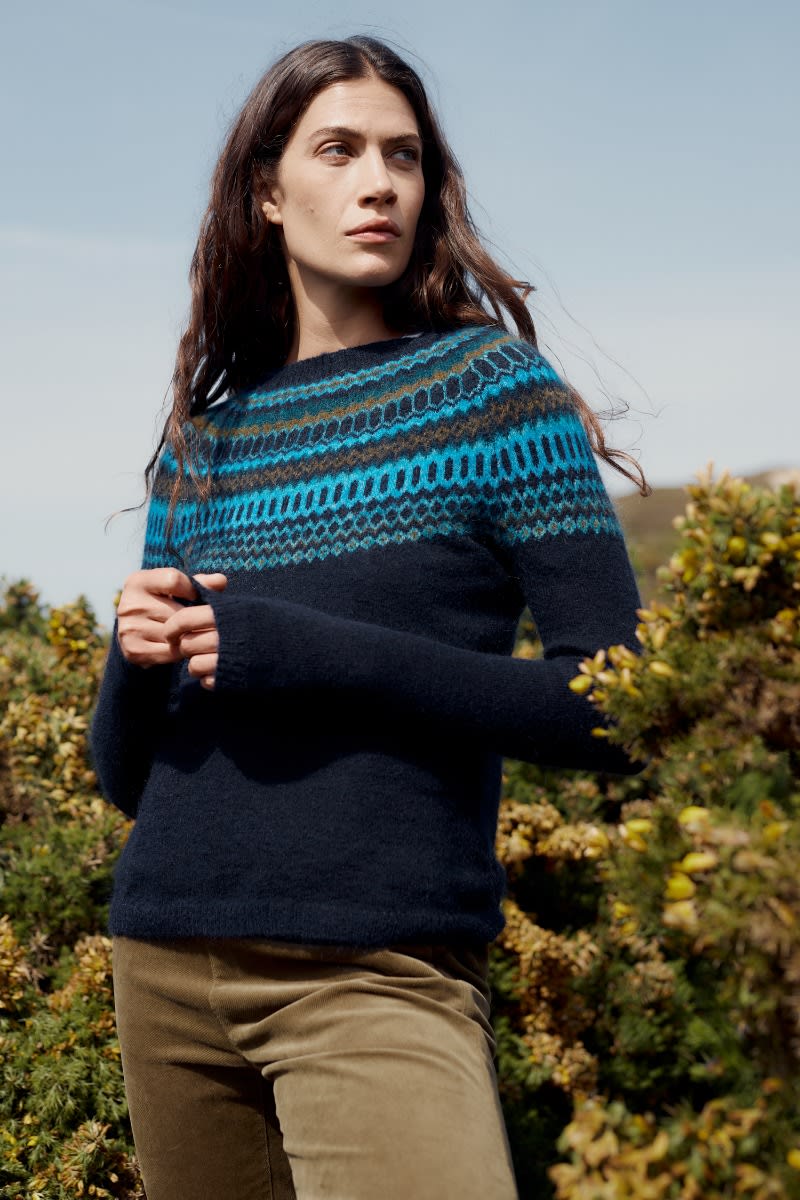 Seasalt Cornwall - Annik Fair Isle Jumper - Modernist Cyan Multi