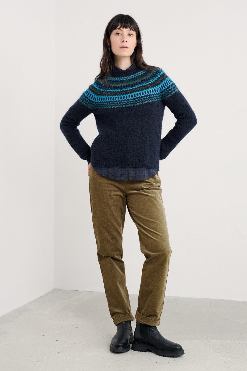 Seasalt Cornwall - Annik Fair Isle Jumper - Modernist Cyan Multi