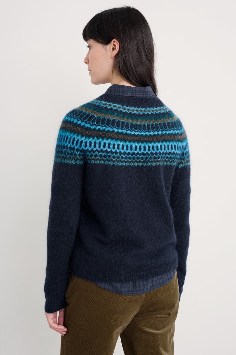 Seasalt Cornwall - Annik Fair Isle Jumper - Modernist Cyan Multi