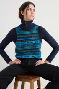 Seasalt Cornwall - Annik Fair Isle Vest - Modernist Cyan Multi