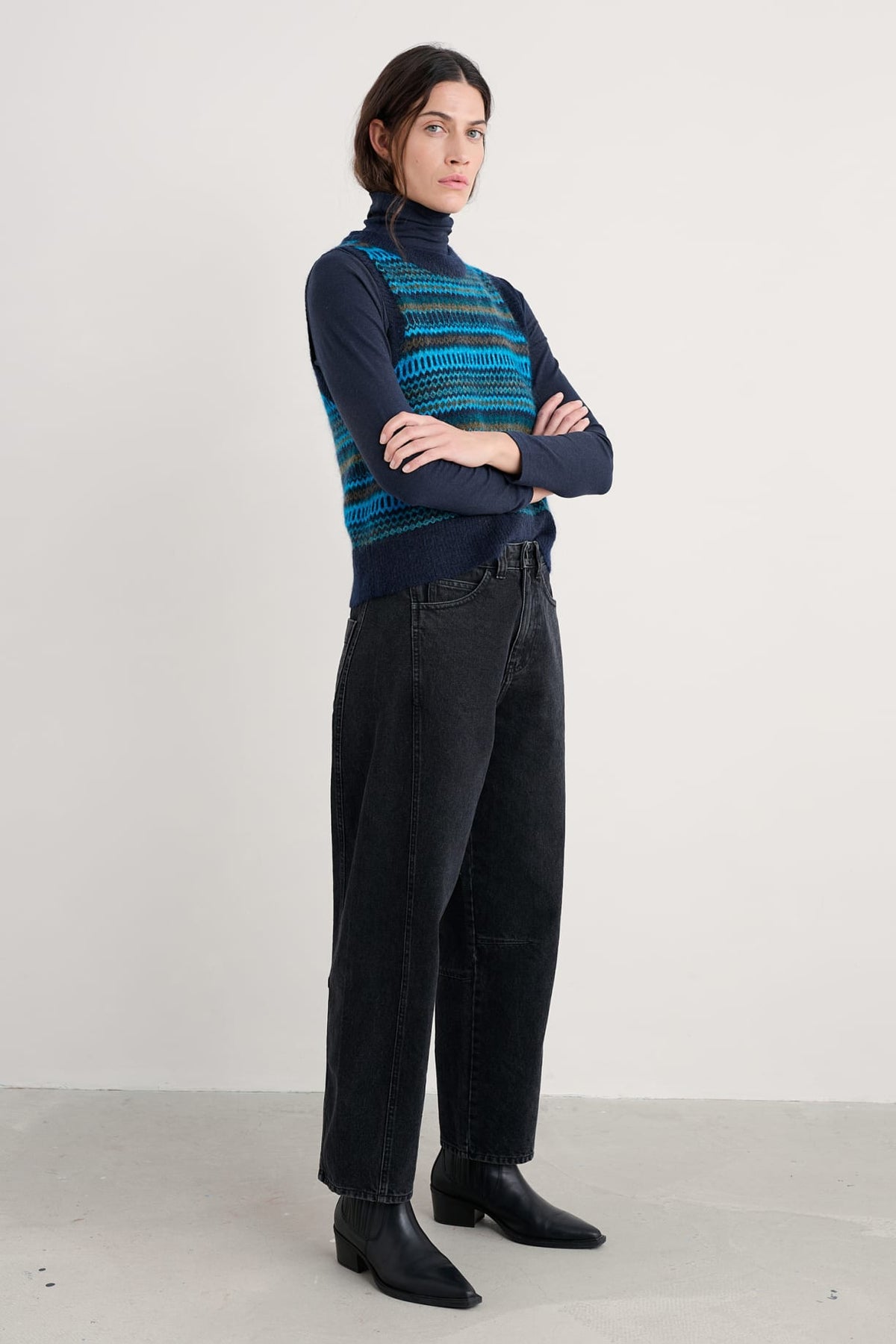 Seasalt Cornwall - Annik Fair Isle Vest - Modernist Cyan Multi