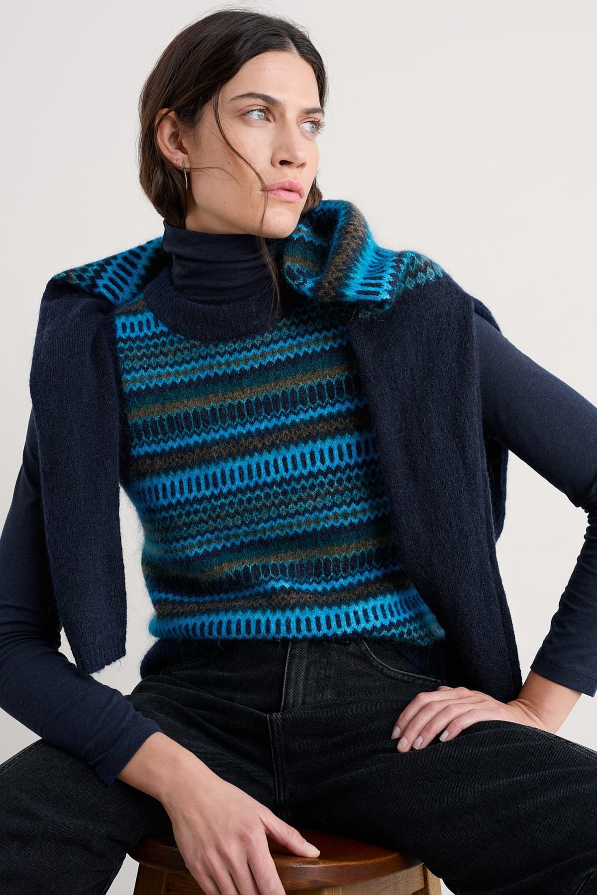 Seasalt Cornwall - Annik Fair Isle Vest - Modernist Cyan Multi