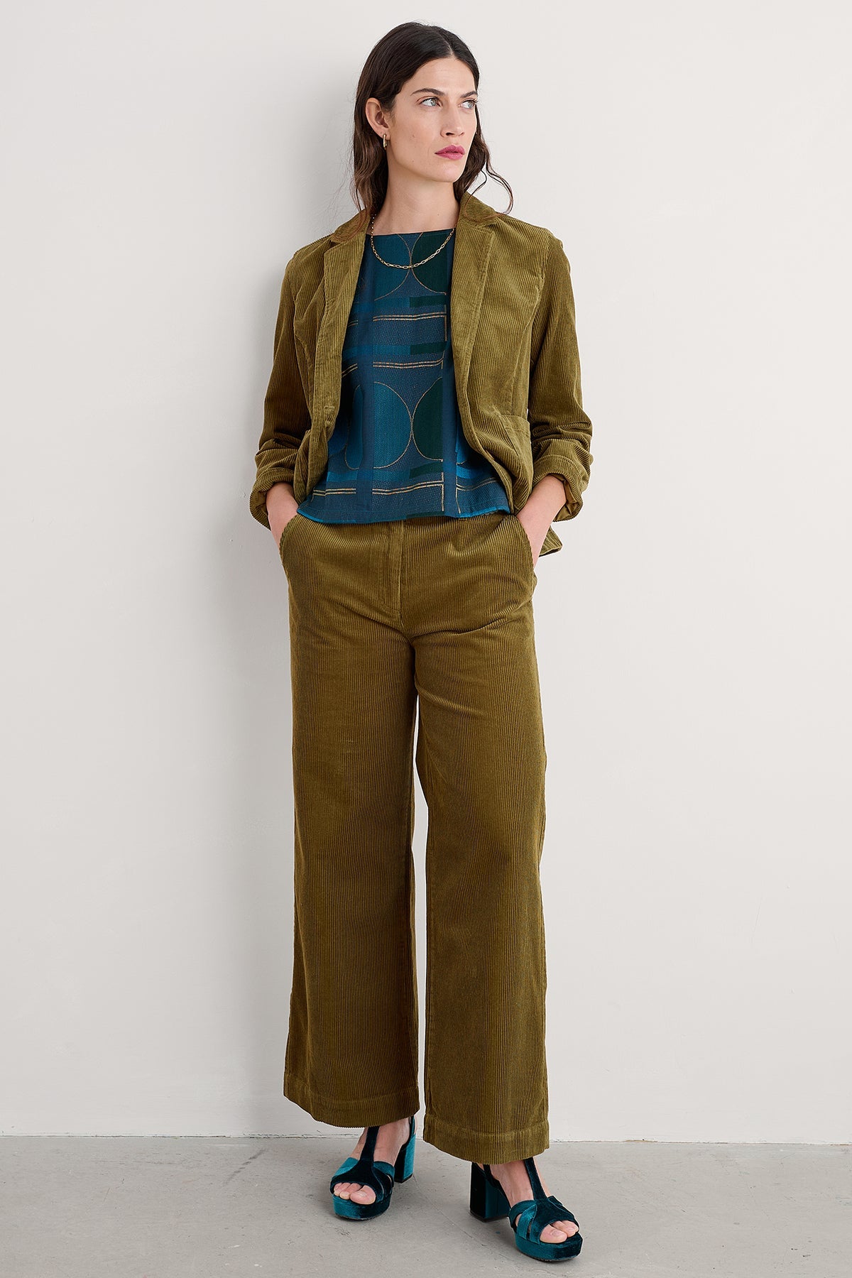 Seasalt Cornwall - Heald Cord Blazer - Bright Olive