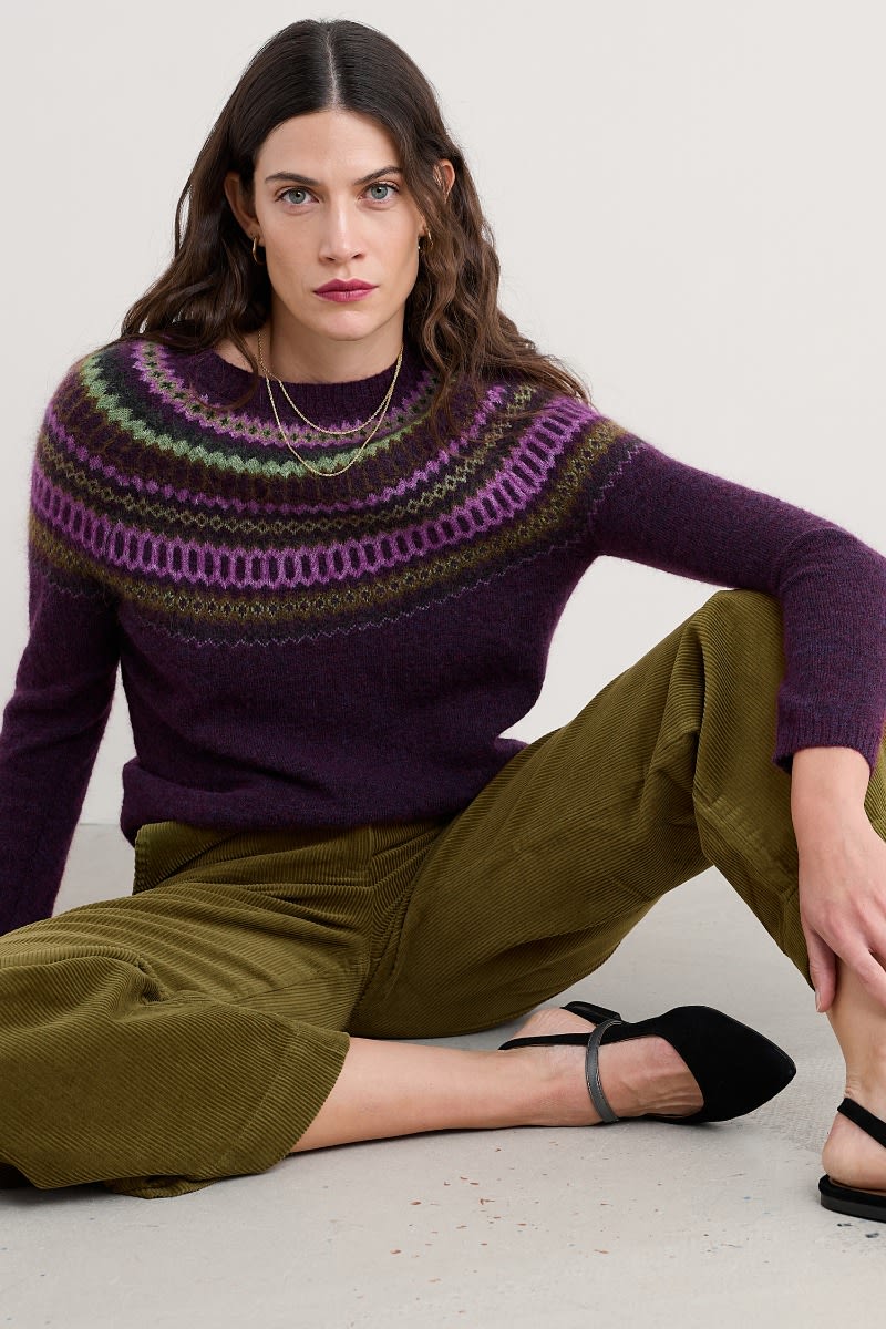 Seasalt Cornwall - Annik Fair Isle Jumper - Modernist Grape Oak Mix
