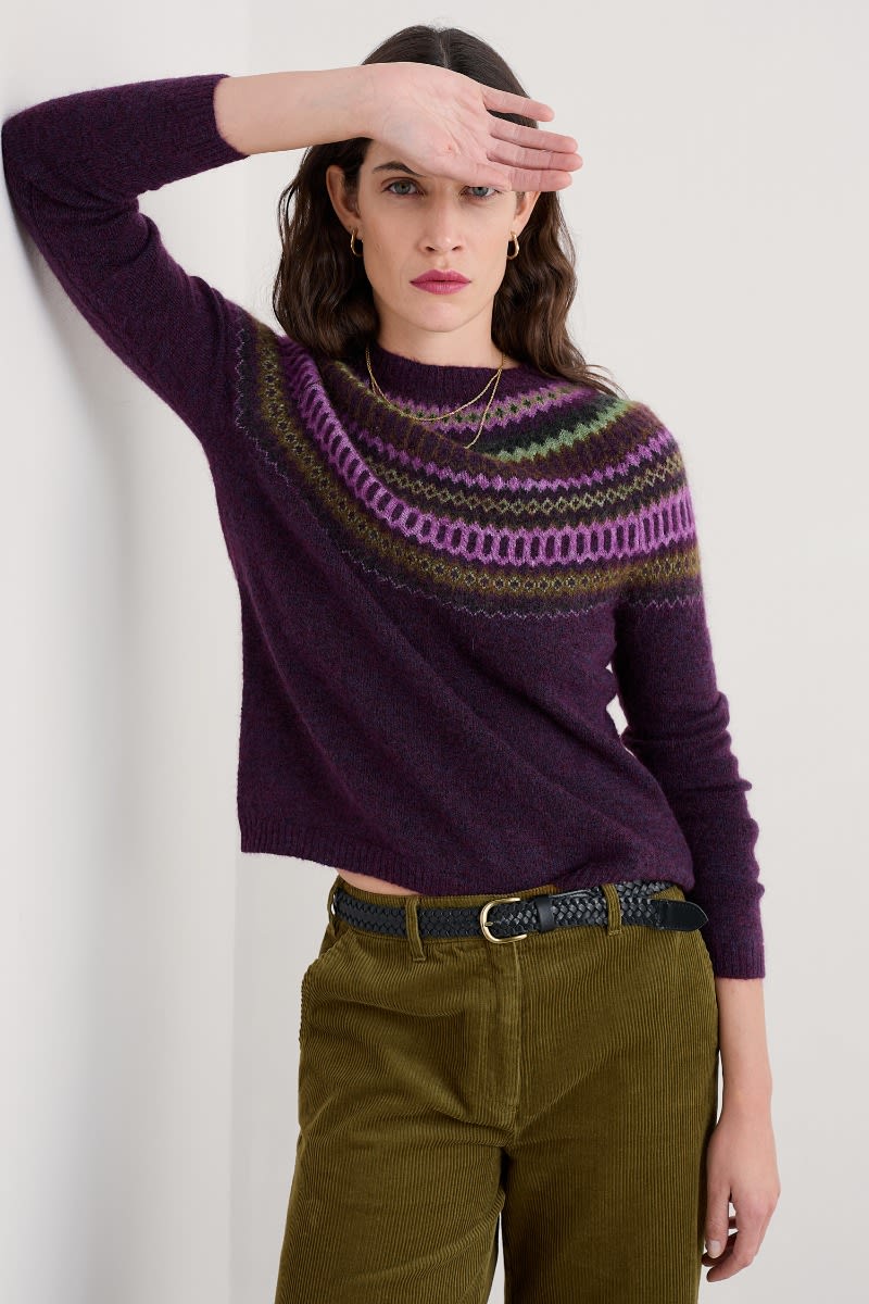 Seasalt Cornwall - Annik Fair Isle Jumper - Modernist Grape Oak Mix