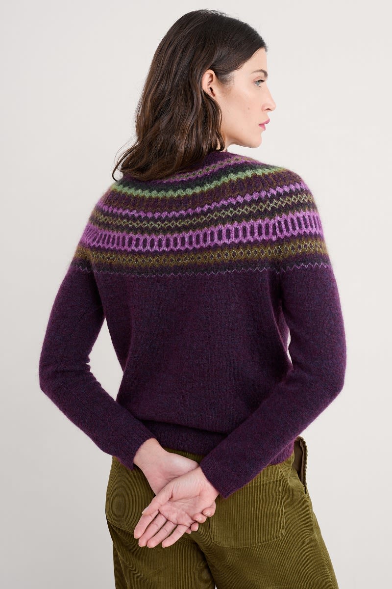 Seasalt Cornwall - Annik Fair Isle Jumper - Modernist Grape Oak Mix