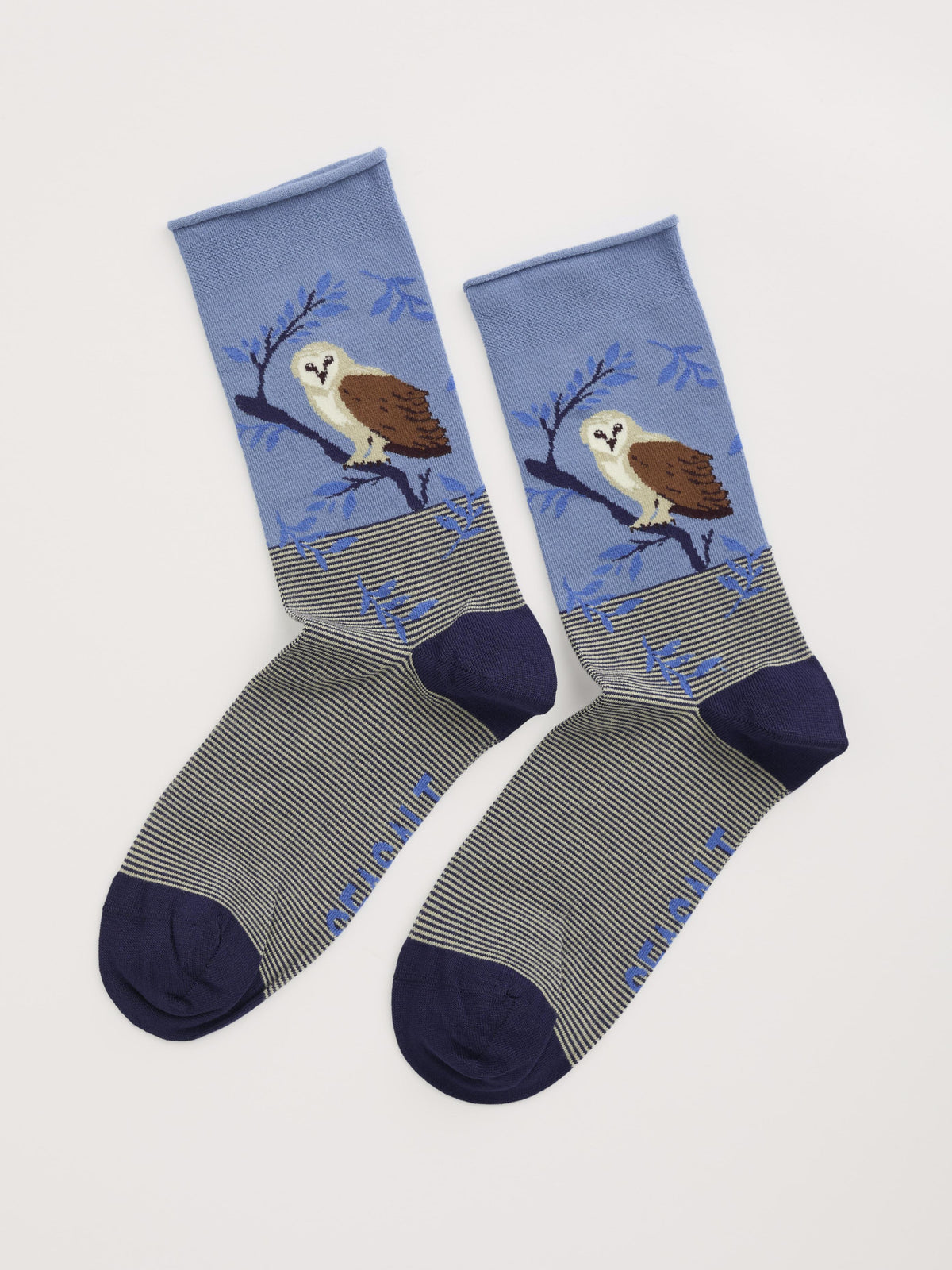 Seasalt Cornwall - Womens Arty Socks - Perched Owl Maritime
